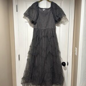 Polagram Smocked Tulle Long Dress